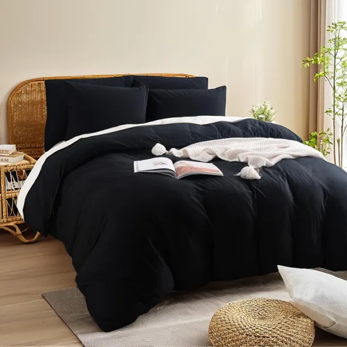 Vista 469 de NEXHOME PRO Funda de edredón Twin XL 100% algodón lavado, transpirable, duradera, texturizada, similar al lino, juego de ropa de cama para el hogar