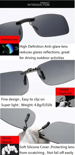Vista 4 de Gafas de sol polarizadas con clip para gafas graduadas, gafas de sol con clip