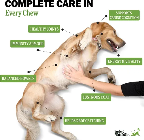 Vista 3 de Deley Naturals Multivitamínico 15 en 1 para perros, vitaminas y suplementos completos para perros para apoyo inmunológico, articulaciones, piel