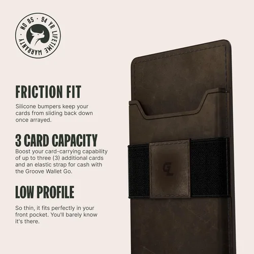 Vista 3 de Groove Life Groove Wallet Go - Soporte para tarjetas de crédito con tecnología de microsucción intercambiable minimalista para hombre con Magsafe