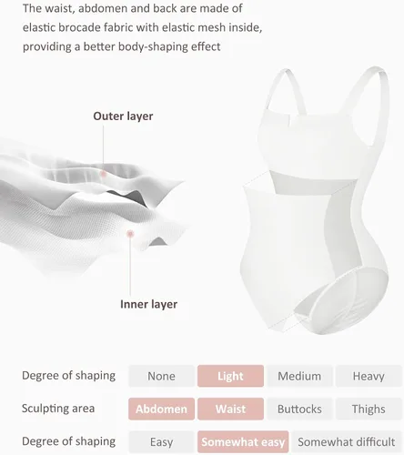 Vista 4 de FeelinGirl Body de cuello cuadrado para mujer, sin mangas, con control de abdomen, adelgazante, para salir