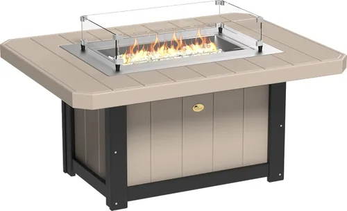 Vista 18 de LuxCraft Mesa rectangular de gas propano de 51 pulgadas para patio al aire libre con protector contra el viento de vidrio templado y cubierta