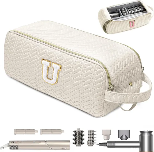 Vista 12 de Bolsa de viaje para herramientas de cabello personalizadas con inicial, compatible con Shark FlexStyle, Revlon y Dyson Organizador de cepillos
