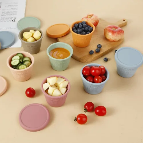 Vista 9 de PandaEar - Paquete de 12 recipientes de silicona para almacenamiento de alimentos para bebés, 4 onzas Reusable Snack Containers Freezer Storage