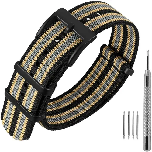 Vista 24 de ANNEFIT - Correa de reloj de nailon de 16mm 18mm 20mm 22mm, correas de reloj militares impermeables de una pieza con hebilla resistente