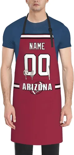 Vista 3 de Delantal con bolsillos, nombre personalizado y número, regalos personalizados para hombres y mujeres fanáticos del fútbol