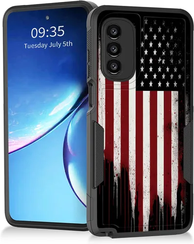 Vista 24 de Para Moto G Power 2022 – Funda protectora resistente de doble capa de policarbonato duro híbrido de goma suave a prueba de golpes – Ciervo
