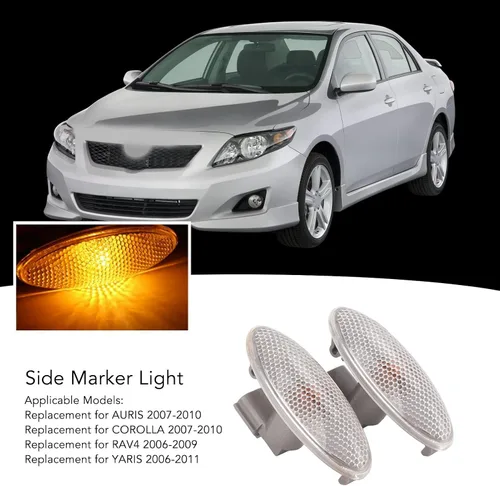 Vista 3 de 2 piezas de luz de marcador lateral ámbar de repuesto para AURIS 2007-2010, para 2007-2010, para 2006-2009, para 2006-2011