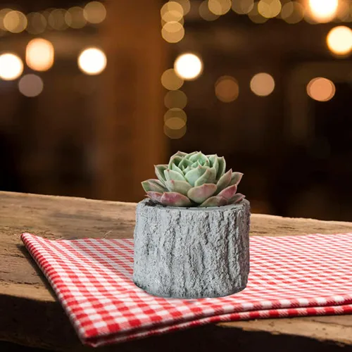 Vista 5 de Molde de silicona para tocón de árbol, maceta suculenta de hormigón, resina epoxi, molde de cemento de arcilla, soporte para velas, caja