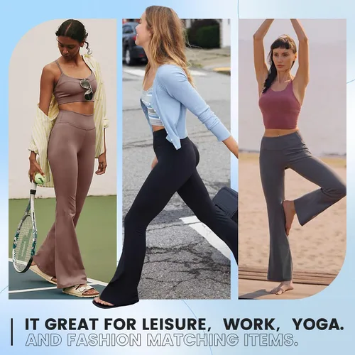 Vista 4 de Leggings de cintura alta para mujer, pantalones deportivos suaves con control de abdomen para correr, ciclismo, yoga, entrenamiento, talla regular