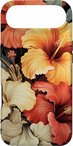 Vista 27 de Hawaiian Tropical Design Yellow Red Hibiscus Plumeria Case for iPhone 17