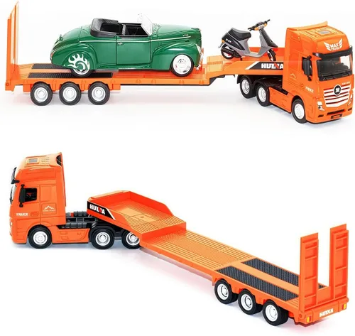 Vista 2 de Juguete plano del camión del remolque, vehículo resistente de los juguetes de la construcción de la aleación para los 1:50 Scale Diecast Trailer