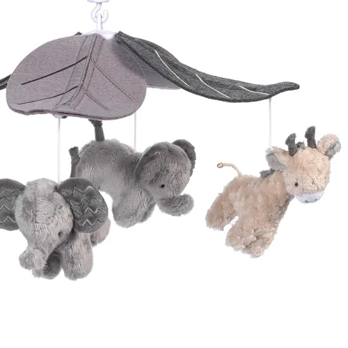 Vista 3 de Lambs & Ivy Bebé Jungle Animales Gris/Tan Musical Cuna Móvil Chupete Juguete
