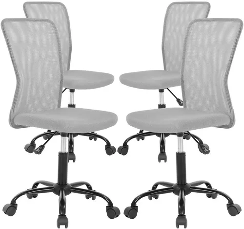 Vista 9 de Silla de oficina, silla de computadora con soporte lumbar, ergonómica, respaldo medio, malla ajustable, altura ajustable, silla giratoria sin Negro