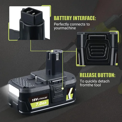 Vista 6 de 2Pack 7.0Ah P108 18V Battery and P117 Charger Replacement for Ryobi Battery