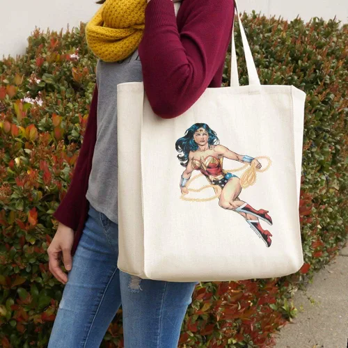 Vista 2 de GRAPHICS & MORE Bolso de mano reutilizable de viaje con personaje de Wonder Woman