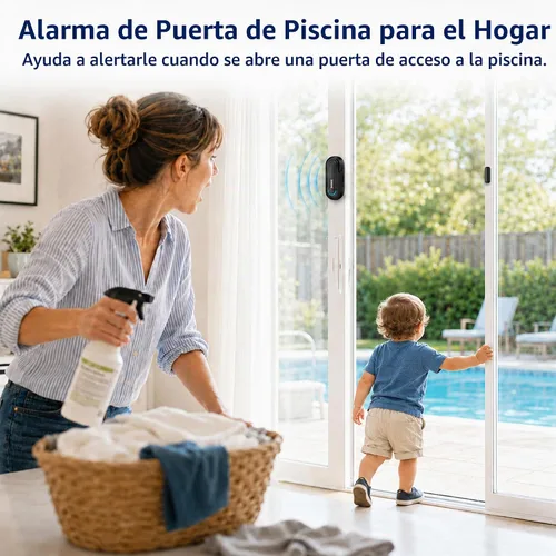 Vista 4 de Alarmas para puerta de piscina para seguridad del hogar, volumen de 0 a 120 dB ajustable con 4 modos, alarma de puerta inalámbrica con control Negro