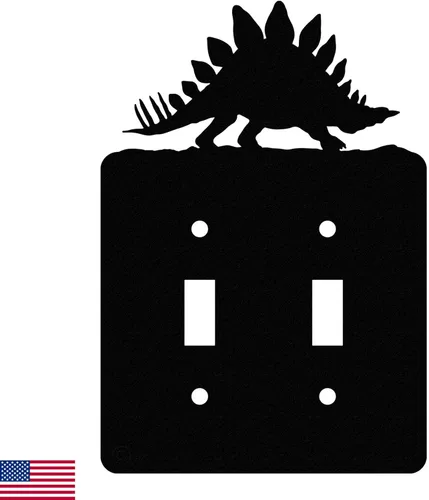 Vista 11 de Brachiosaurus Dinosaur - Placa de pared dúplex individual (potencia única, negro) American Steel Decorative Electrical Covers, 1-gang Outlet