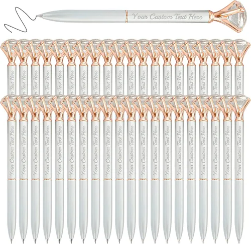 Vista 61 de Bolígrafos personalizados de diamantes personalizados con nombre a granel de metal de cristal grabado, bolígrafos divertidos brillantes a granel