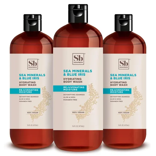 Vista 14 de Soapbox Gel de baño, coco + bayas de Goji para mujeres, hombres, vegano + jabón hidratante rico en antioxidantes con manteca de karité, péptidos