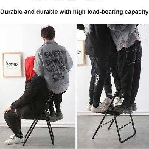 Vista 6 de Sillas plegables de metal, alta capacidad de hasta 350 libras, con asientos acolchados resistentes, asiento plegable apilable para eventos, fiestas
