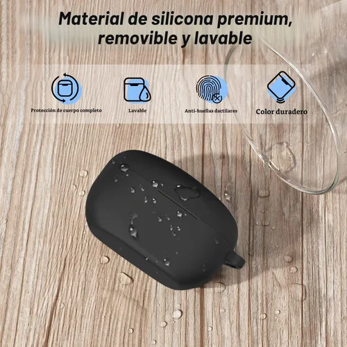 Vista 6 de Funda compatible con Sony WF-1000XM5, funda protectora de silicona para auriculares inalámbricos Sony XM5, LED frontal visible (negro)