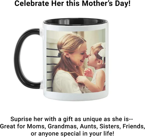 Vista 4 de Let's Make Memories Taza con fotos personalizada, taza de café personalizada, tu foto o obra de arte de niños, para ella, cumpleaños, para mamá