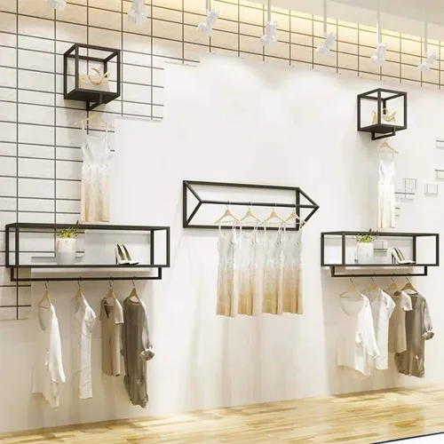 Vista 7 de Percheros creativos triangulares para ropa en tiendas de ropa, estante colgante de pared para el hogar, toalleros para almacenamiento en el baño