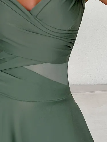 Vista 5 de Floerns Traje de baño de una pieza con inserto de malla entrecruzado para mujer