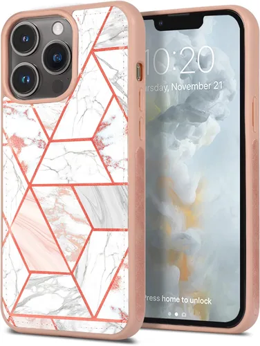 Vista 17 de CASEOWL Camellia - Funda de piel vegana en relieve compatible con iPhone 13, magnética, desmontable, delgada, funda protectora de TPU para iPhone