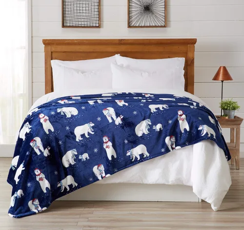 Vista 10 de Great Bay Home - Manta decorativa para navidad. Diseño de navidad de terciopelo supersuave.