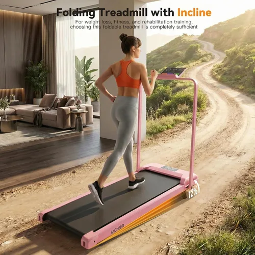 Vista 8 de ANCHEER Walking Pad with Handle Bar, 3.0HP Foldable Walking Pad Treadmill with 12% Incline, 320 LBS Portable Treadmill with Shock Absorption for