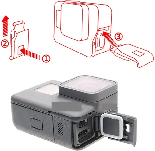 Vista 4 de Cubierta de puerta lateral de repuesto para GoPro 5/6/7, a prueba de polvo e impermeable, parte de reparación de la cubierta del puerto USB
