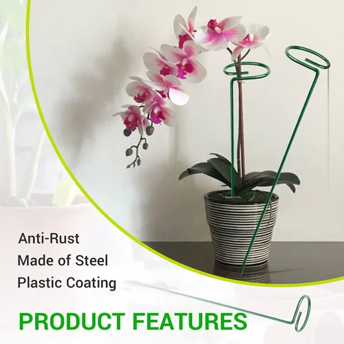 Vista 4 de 4 estacas para plantas de jardín para flores, soporte de metal para plantas de jardín de un solo tallo, soporte de flores de jardín para plantas