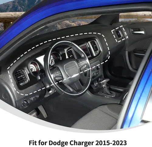 Vista 3 de Linskip Acabado de Tablero Compatible con Dodge Charger 2015 2016 2017 2018 2019 2020 2021 2022 2023, Panel de Cubierta de Consola Central