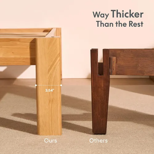 Vista 2 de FLEXISPOT Hako - Marco de cama de carpintería japonesa G2, cama de plataforma Queen de madera de caucho maciza, certificado IAS y SGS