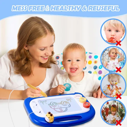 Vista 2 de vusum Juguetes para niños y niñas de 18 meses, 2 y 3 años, tablero magnético de dibujo para niños, juguete para dibujar un boceto, juguete