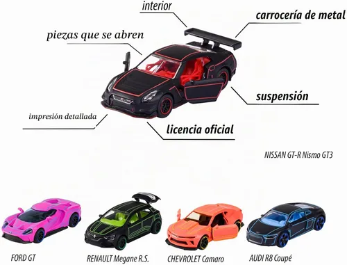 Vista 4 de Majorette - Paquete de regalo de 5 piezas Light Racer
