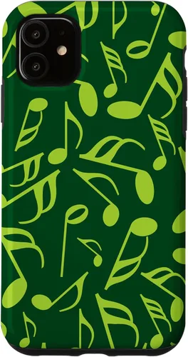 Vista 8 de Funda para iPhone 11 Pro Max con notas musicales verdes