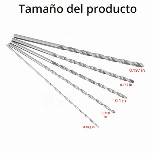 Vista 4 de Juego de brocas de acero extralargas de alta velocidad, herramienta de broca de vástago recto de calor, taladro de longitud larga, cinco tamaños