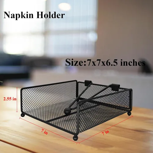 Vista 2 de Servilletero para mesa, servilletero de granja con bola de hierro con brazo pesado, para cocina, hogar, encimera, bar, restaurante (hierro negro)