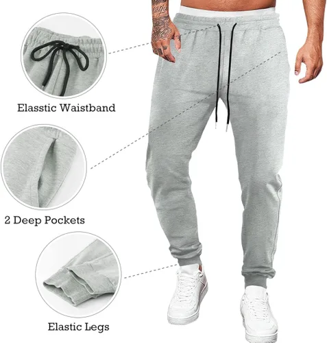 Vista 3 de Renaowin Pantalones deportivos para hombre, ligeros, ajustados, con cordón en la cintura, con bolsillos, para entrenamiento, correr, gimnasio, a