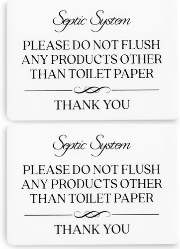 Vista 11 de Señal de inodoro con texto en inglés «Do Not Flush System» (acrílico negro de 5 x 3.5 pulgadas) – Letrero de «Do Not Flush Anything Except Toilet