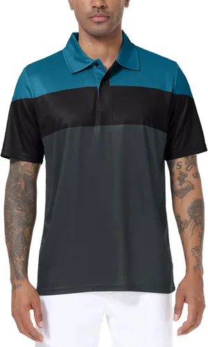 Vista 2 de Polo de golf para hombre grande y alto, ajuste seco, manga corta, impresión, rendimiento que absorbe la humedad, deportivo, casual, polo M-7XL