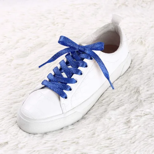 Vista 2 de Allegra K Zapatillas planas brillantes y brillantes con purpurina y cordones para zapatos, Metálico