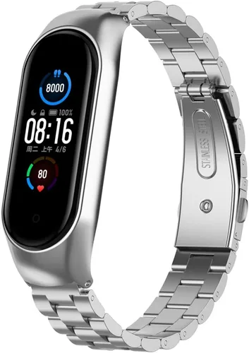 Vista 4 de PINHEN Correa de reloj compatible con Xiaomi Mi Band 7, correas de repuesto de metal de acero inoxidable para Mi Band 7