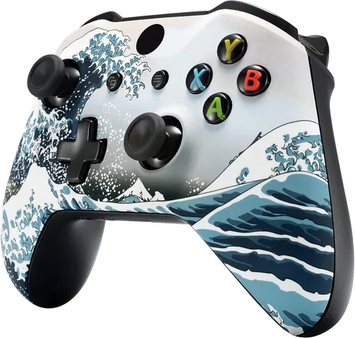 Vista 5 de eXtremeRate - Paquete de carcasa frontal para mando de Microsoft Xbox One S y Xbox One X, con destornillador., The Great Wave