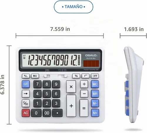 Vista 3 de Calculadora de escritorio, pantalla LCD extra grande, botón de computadora, calculadora de contabilidad de 12 dígitos (OS-2135 Pro-2Pcs)