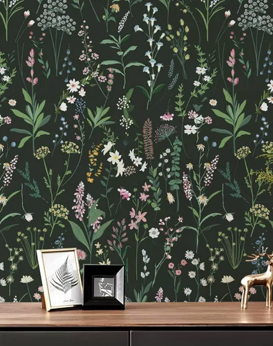 Vista 16 de JiffDiff Papel tapiz floral para despegar y pegar, papel de pared floral de granja, papel de contacto autoadhesivo de madera silvestre