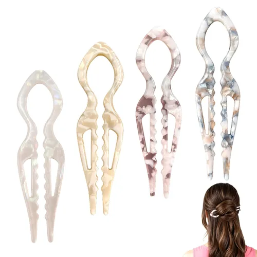 Vista 8 de 4 horquillas de pelo francés Prestige para mujer, pinzas de acetato para cabello grueso, fino y fino, pasadores decorativos para moño en negro